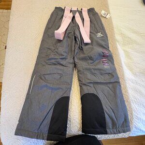 Zeroxposur Kids Insulated Snow Pants – Gray/Pink – Size 7/8